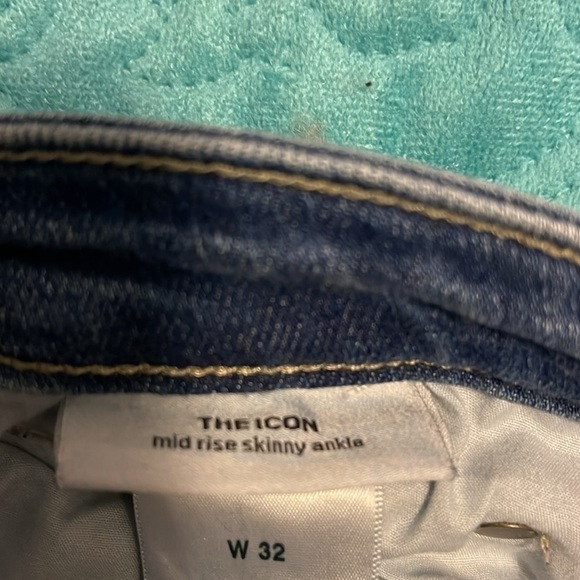 Joe's The Icon Mid Rise Skinny Ankle Jeans women’s W32 leather logo frayed hem - Picture 7 of 10